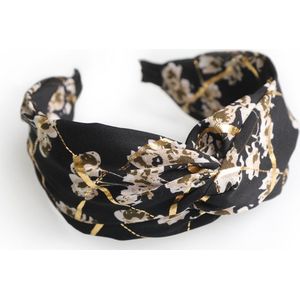 Zwart Haarband|Gebloemde met Gouden patroon|knoop haarband|Cadeau idee|Dames|Dames|Tieners|Meisjes