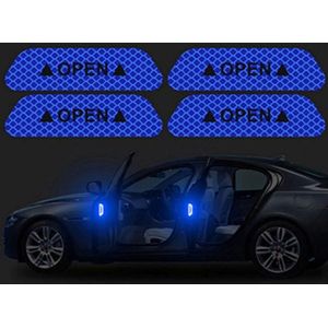 Auto Reflecterende deur Sticker set van 4 ,Waarschuwing Tape, Reflecterende Strips, Veiligheid Mark - blauw