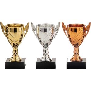 Sportprijzen/awards trofee bekers 13 cm goud/zilver/brons