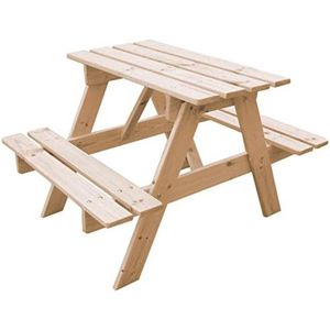 Gratyfied - Tuinset kinderen - Picknicktafel kinderen - Tuinstoel kinderen - Tuintafel kinderen - Kindertafel buiten - ‎Natuurlijk hout - 50 x 81 x 60 cm‎