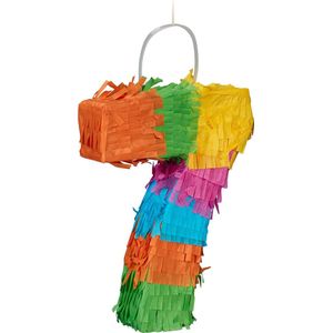 Relaxdays mini pinata cijfer 7 - verjaardag pinata - jublilea - zonder vulling - kleurrijk