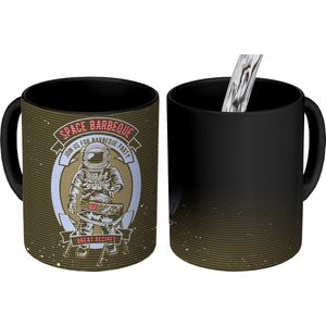 Magische Mok - Foto op Warmte Mokken - Koffiemok - Vintage - Astronaut - BBQ - Magic Mok - Beker - 350 ML - Theemok - Vaderdag cadeau - Geschenk - Cadeautje voor hem - Tip - Mannen