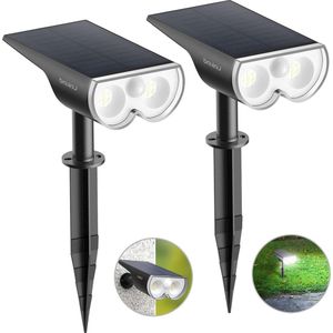 Tuinverlichting op Zonne-energie - Solarverlichting StarRay Tuinlamp met Bewegingsmelder IP67 Waterdicht 650 lm - Zeer Helder - Tuin Toegangsdeur Garage - Verpakking van 2 Stuks