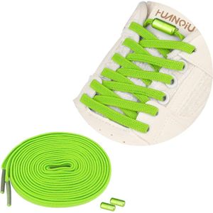 Elastische No Tie veters met metalen gespen eenheidsmaat voor alle volwassenen en kinderschoenen groen - Polly Online