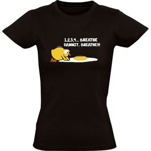 Kip en ei reanimatie Dames T-shirt - omelet - kuiken - aed - reanimeren - vogel - fun - grap - grappig