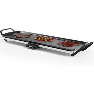 Grillplaat Tristar BP-2668 - Tafelgrill L: 70 x 23 cm - Voor binnen en buiten - BPA Free - Gourmet bakplaat voor op tafel - 6 tot 8 personen - Met regelbare thermostaat - Anti-aanbaklaag - Zwart