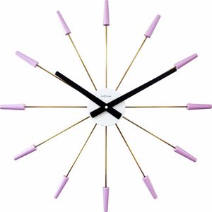 Wandklok NeXtime Plug Inn 58cm lavendel RVS