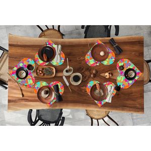 Onderleggers - Placemats - Placemats hartje - Lavalamp - Regenboog - Patronen - Hippie - 6 stuks