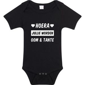 Hoera jullie worden oom en tante tekst baby rompertje zwart meisjes en jongens - Kraamcadeau - Babykleding 80