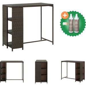 vidaXL Bartafel met opbergrek 120x60x110 cm poly rattan bruin - Tafel - Inclusief Onderhoudsset