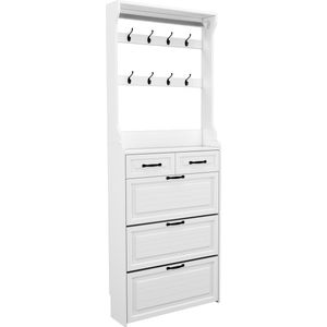 Gotagee Garderoberek Witte schoenenkast met hanger, 3 deuren, 2 laden