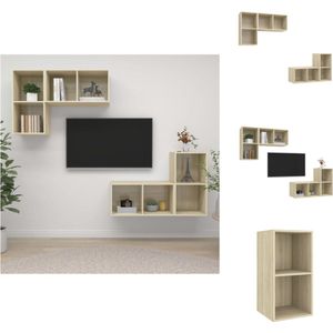 vidaXL Televisiewandmeubelset - TV-meubel - 37 x 37 x 72 cm - Sonoma eiken - Montage vereist - Kast