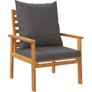 vidaXL Tuinfauteuil 2 st met kussen donkergrijs Tuinstoel - Lounge Stoel - Acacia Houten Bank - Buitensteunen - Outdoor Furniture
