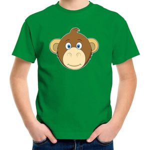 Cartoon aap t-shirt groen voor jongens en meisjes - Kinderkleding / dieren t-shirts kinderen 146/152