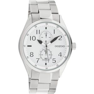 OOZOO Timepieces - Zilverkleurige horloge met zilverkleurige roestvrijstalen armband - C10630
