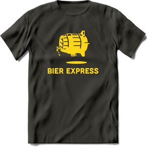 Bier express T-Shirt | Unisex Kleding | Dames - Heren Feest shirt | Drank | Grappig Verjaardag Cadeau tekst | - Donker Grijs - XL