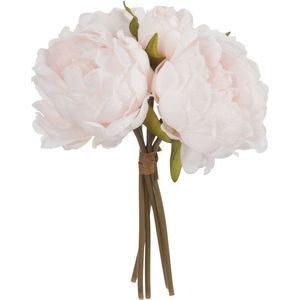 J-Line bloemenboeket Pioenrozen - kunststof - lichtroze - small - 2 stuks - moederdag cadeautje