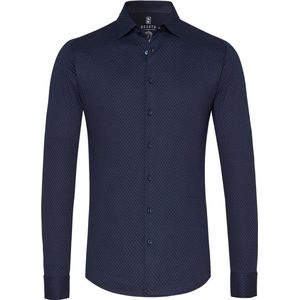 Desoto - Overhemd Kent Grafische Print Donkerblauw - Heren - Maat 3XL - Slim-fit