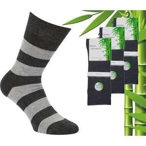 3 Paar Boru Bamboo Sokken - Bamboe - Stripe - Antra - Maat 46-47