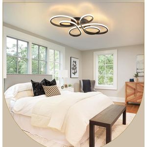 LuxiLamps - Moderne Plafondlamp - Luxe LED Kroonluchter - Dimbaar - Vlindervorm - 66 cm - Woonkamerlamp - Zwart - Plafoniere - 65W