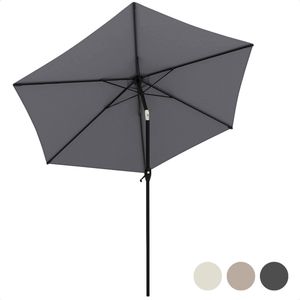 LifeGoods Parasol - Ø270 cm - 30° Kantelbaar - Waterdicht - met Hoes - Donkergrijs