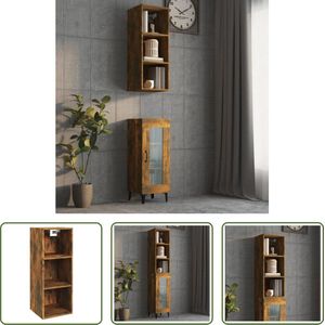 The Living Store Wandkast Gerookt Eiken - Zwevend TV-meubel - Werkplek Organizer - 34.5 x 32.5 x 90 cm