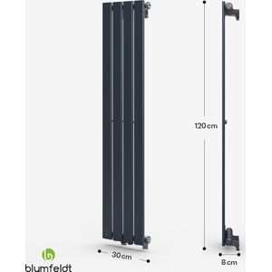 Blumfeldt Badkamerverwarming - 733 Watt - Designradiator - Zuinig en vlak - Verticaal - Wandverwarming voor Bad- en woonkamer - Geruisloos - Radiator met thermostaat - Wit