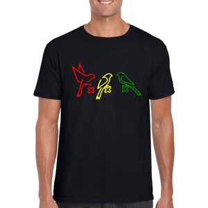 BIRDS AMSTERDAM herenshirt - Zwart - Maat XL - Korte mouwen - Ronde Hals - Normale Pasvorm - Ajax 020 Amsterdam - Bob Marley - Rastabirds - Rastafari - Drie kruizen van Amsterdam