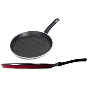 Set van 2x stuks aluminium professionele grillpan met anti-aanbak laag 28 cm