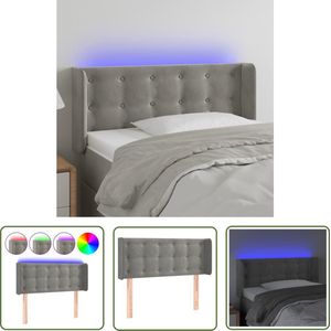 The Living Store Hoofdbord LED 93x16x78/88 cm fluweel lichtgrijs - Hoofd Bord - Led Hoofdbord - Hoofdbord Grijs - Fluweel Hoofdbord - Beddecoratie
