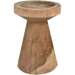 Owen Kruk Rond -30x30x43 cm - Naturel - Munggurhout - krukje hout, krukjes om op te zitten, krukje badkamer, krukjes om op te zitten volwassenen, krukje make up tafel, kruk, krukje, houten krukje,