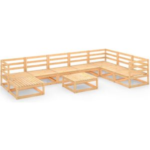 vidaXL 9-delige Loungeset massief grenenhout - Loungeset - Loungesets - Tuinsets - Tuinsets