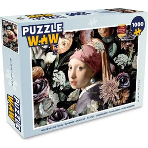 Puzzel Meisje met de parel - Bloemen - Vermeer - Pastel - Kunstwerk - Schilderij - Oude meesters - Legpuzzel - Puzzel 1000 stukjes volwassenen