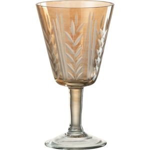 J-Line Voet Verticaal Hal glas - drinkglas - goud - 2 stuks - woonaccessoires