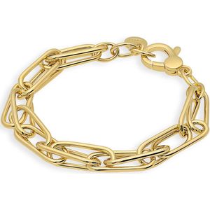 Glow 104.8397.20 Dames Armband - Schakelarmband - Sieraad - Zilver - Goudkleurig - 925 Zilver - 8 mm breed - 20 mm lang