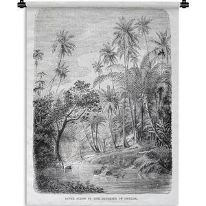 Wandkleed Rij van palmbomen illustratie - Een illustratie van een rij palmbomen in Sri Lanka Wandkleed katoen 120x160 cm - Wandtapijt met foto XXL / Groot formaat!