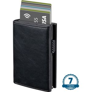 Wallet Pro - Premium Wallet Classic - Pasjeshouder Grijs - Kaarthouder - Met Rits - 10 Pasjes, Briefgeld en Muntgeld - RFID Creditcardhouder - Mannen en Vrouwen Portemonnee - Uitschuifbaar - Zwart