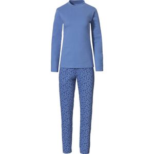 By Louise Dames Pyjama Set Interlock Lange Mouw + Broek Blauw - Maat M