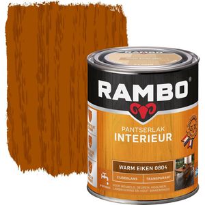 Rambo Pantserlak Interieur - Transparant Zijdeglans - Houtnerf Zichtbaar - Warm Eiken - 0.25L
