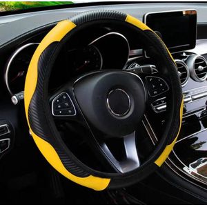 COCHO® Auto Stuurhoes - Steering Covers Geschikt 37-38Cm Auto Decoratie Koolstofvezel Auto Accessoires- Materiaal Type: Carbon Fiber ,PU Leer -Black Friday 2023