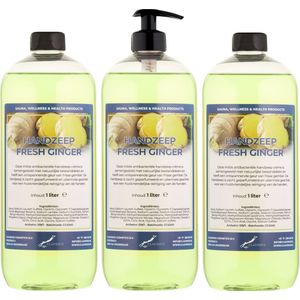 Handzeep Fresh Ginger 1 liter - met gratis pompje - set van 3 stuks