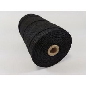 Katoen macrame touw spoel nummer 32 -  +/- 2 milimeter dik - 500 gram - zwart +/- 215mtr