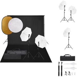 vidaXL Fotostudioset - Studioverlichting - Flexibel achtergrondsysteem - Praktische reflectorset - Opbergtas - 13W LED-lampen - Statieven - Achtergrond - 5-in-1 reflector - 2-in-1 reflector - Draagtas (150 characters max) - Fotostudio Set