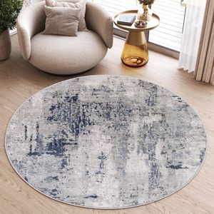 Tapiso Sky Rond Vloerkleed Hoogpolig Shaggy Modern Woonkamer Tapijt Maat- 100x100