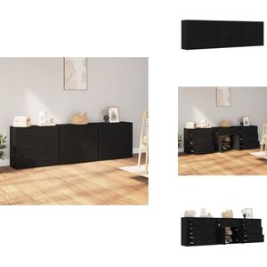 vidaXL Dressoir - Dressoirs - Kast - Wandkast - Dressoirs 3 st bewerkt hout zwart