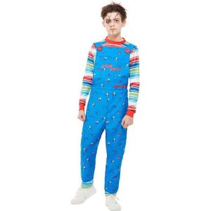 Smiffy's - Chucky & Child's Play Kostuum - Jaloerse Vriend Pop Chucky - Jongen - Blauw - Medium - Halloween - Verkleedkleding