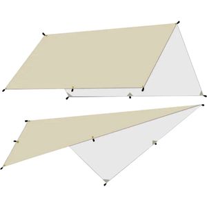 Top Lander Tarp - Luifel - Tent - Waterdicht - 3m x 4m - Camping - UV-bescherming - Regenscherm - Crème wit