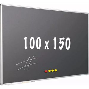 Krijtbord PRO George - Magnetisch - Schoolbord - Eenvoudige montage - Emaille staal - Grijs - 100x150cm