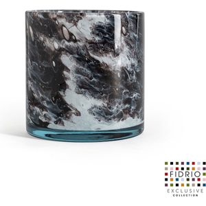 Design Vaas Cilinder - Fidrio GRANITO - glas, mondgeblazen bloemenvaas - diameter 17 cm hoogte 18 cm