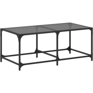 vidaXL Salontafel - Salontafels - Bijzettafel - Banktafel - Salontafel met zwart glazen blad 98,5x50x40 cm staal